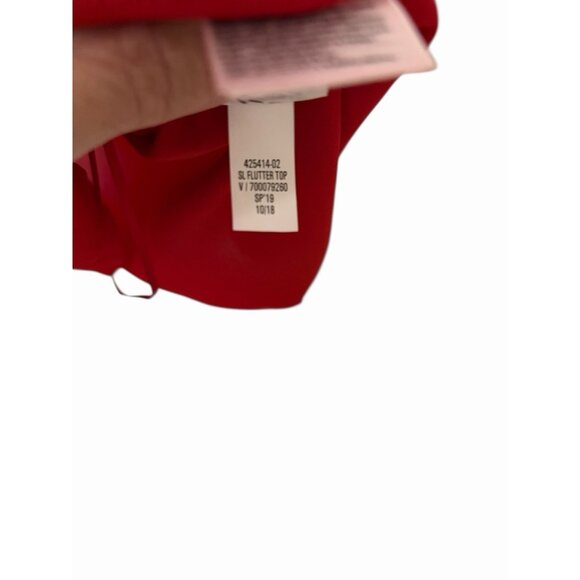 Banana Republic Red Flutter Sleeve Blouse Scoop Neck Small - Picture 10 of 11